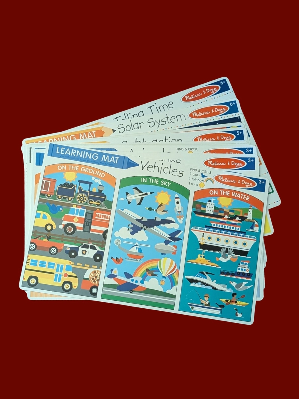 Melissa & Doug Vehicles Learning Mats Lot Of 10 Ages 3-6+ - Blue, Green, Red